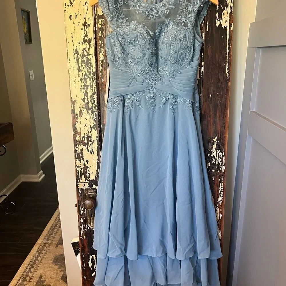 Azazie Shonda NWT Elegant Blue Lace Evening Gown. Mother of the Bride. Wedding 2